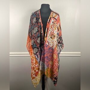 Soft surroundings multi print lightweight kimono one size